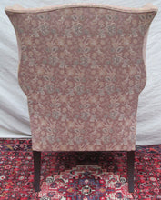 Load image into Gallery viewer, CHIPPENDALE STYLED WINGBACK CHAIR WITH RARE INLAID PANELS &amp; FORMED CARVED ARMS