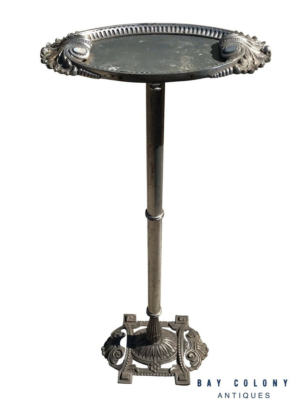 EARLY 20TH C ANTIQUE ART DECO NICKEL PLATED DRINK VALET / STAND