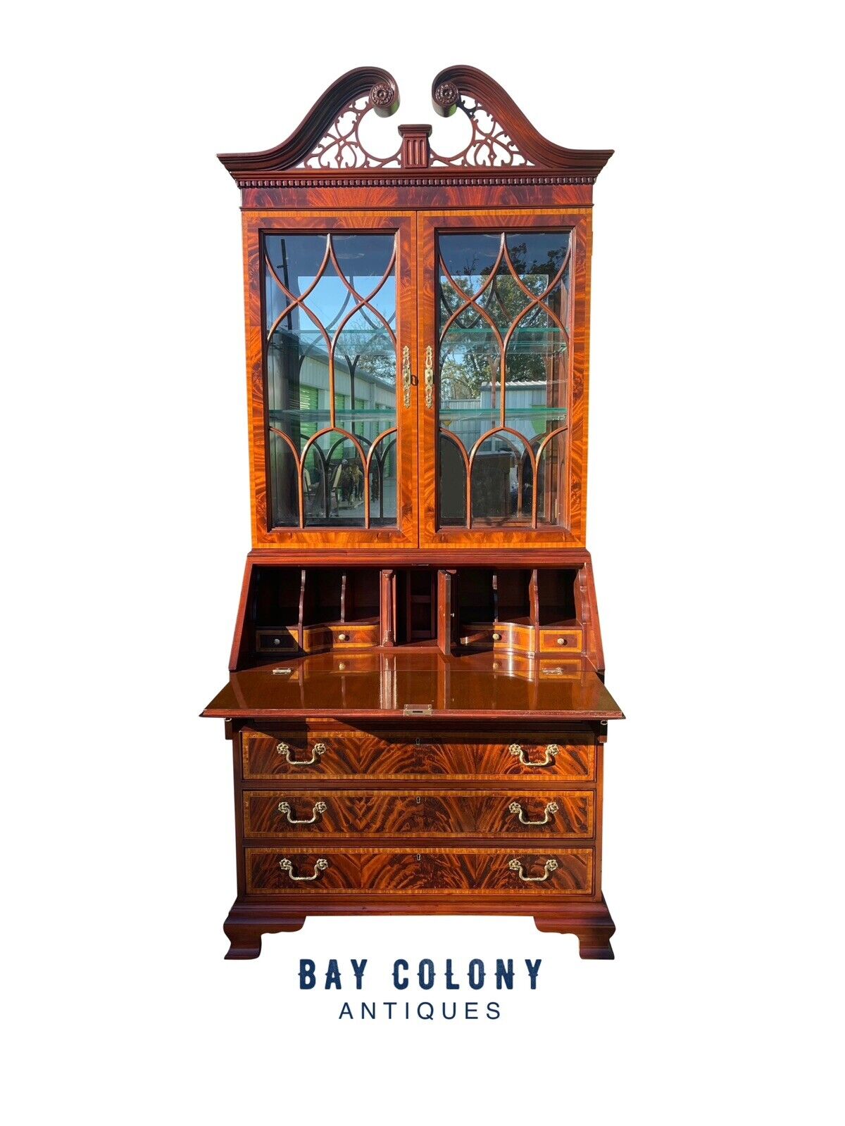 Federal Style Mahogany Secretary Desk by Councill Craftsmen - Secret Compartment