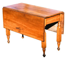 Load image into Gallery viewer, 19TH C ANTIQUE NEW YORK COUNTRY PRIMITIVE CHERRY DROP LEAF FARM TABLE