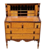 Load image into Gallery viewer, Antique Sheraton Birds Eye Maple &amp; Cherry Vermont Tambour Secretary Desk