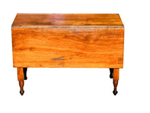 Load image into Gallery viewer, 19TH C ANTIQUE NEW YORK COUNTRY PRIMITIVE CHERRY DROP LEAF FARM TABLE