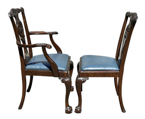 19TH C ANTIQUE SET OF 6 MAHOGANY IRISH CHIPPENDALE DINING CHAIRS