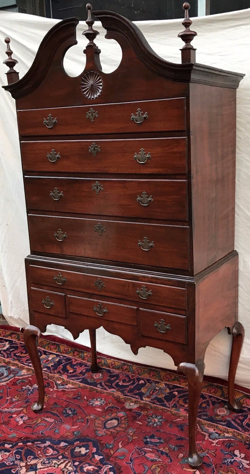IMPORTANT 18TH CENTURY QUEEN ANNE MAPLE HIGHBOY-HARTFORD COUNTY CONNECTICUT