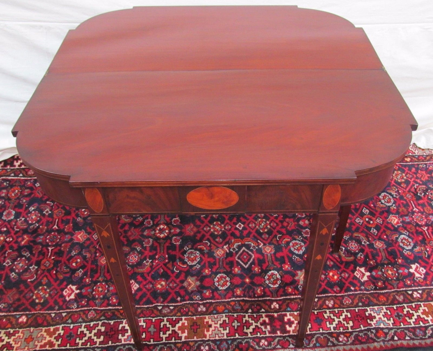 18TH CENTURY INLAID MAHOGANY MASSACHUSETTS HEPPLEWHITE GAME TABLE-FINEST ITEM!