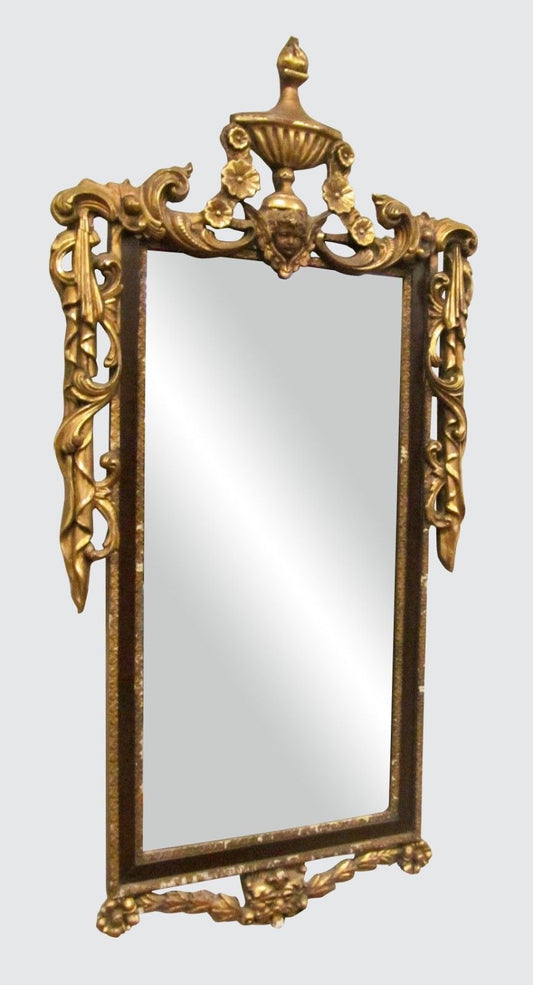 18TH CENTURY ROCOCO CONTINENTAL PARCEL GILT MAHOGANY MIRROR