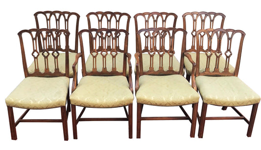 FINE CHIPPENDALE STYLE SET OF 8 MAHOGANY DINING CHAIRS WITH SPECIAL FEATURES