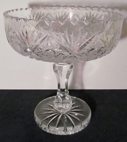 MASSIVE FINE QUALITY CUT LEADED CRYSTAL COMPOTE CENTERPIECE-MINT & IMPRESSIVE