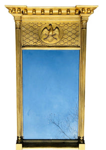 20TH C FEDERAL ANTIQUE STYLE FRIEDMAN BROTHERS GOLD TABERNACLE MIRROR W/ EAGLE