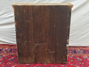 19TH CENTURY PRIMITIVE PINE WALL CABINET IN NICE OLD GREEN PAINT FINISH