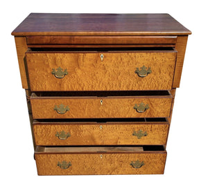 Antique Federal Bird's Eye Maple & Cherry Southern Chest of Drawers / Dresser