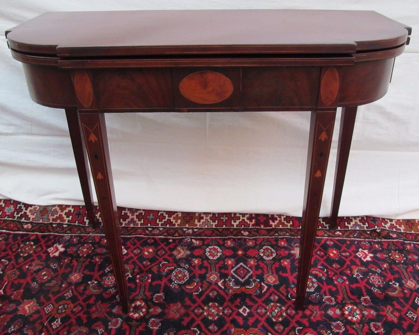 18TH CENTURY INLAID MAHOGANY MASSACHUSETTS HEPPLEWHITE GAME TABLE-FINEST ITEM!