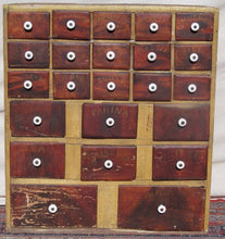 Load image into Gallery viewer, 23 DRAWER EARLY 19TH CT SPONGE PAINT DECORATED TIN DRAWER SPICE CHEST-MAINE