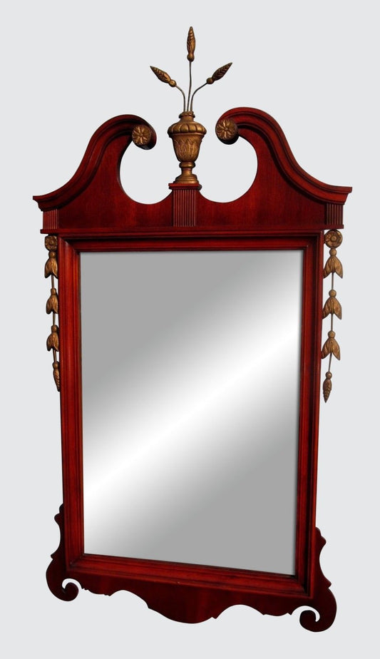 1930's CHIPPENDALE STYLE PRINCE OF WALES MOTIF ADAMS FASHIONED MAHOGANY MIRROR-