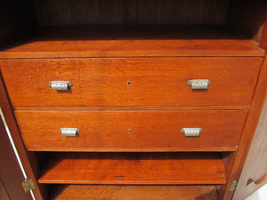 19TH CENTURY VICTORIAN ROSEWOOD OVER SOLID YEW WOOD GENTLEMAN'S WARDROBE