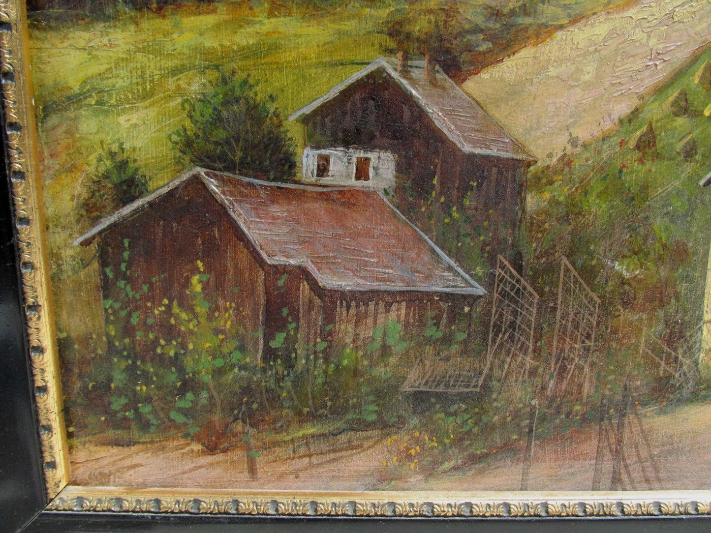 19th CENTURY OIL ON CANVAS AUSTRIAN LANDSCAPE OF THE VILLAGE OF HEILIGENBLUT