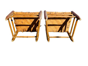 19TH C ANTIQUE COUNTRY PRIMITIVE PAIR OF WINDSOR THUMB BACK CHAIRS