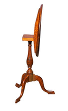 Load image into Gallery viewer, 19TH C ANTIQUE QUEEN ANNE STYLE BIRDS EYE MAPLE DISH TOP TILT TOP CANDLE STAND