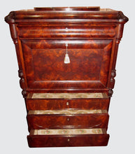 Load image into Gallery viewer, 19TH CENTURY BIEDERMEIER SECRETARY ABATTANT IN FIGURED CROTCHED MAHOGANY