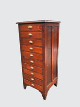 Load image into Gallery viewer, ANTIQUE 10 DRAWER OAK LATERAL FILE MAP CASE IN GREAT ORIGINAL CONDITION