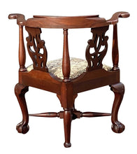 Load image into Gallery viewer, 19th C Antique Chippendale Mahogany Roundabout / Corner Chair ~ Ball &amp; Claw Feet