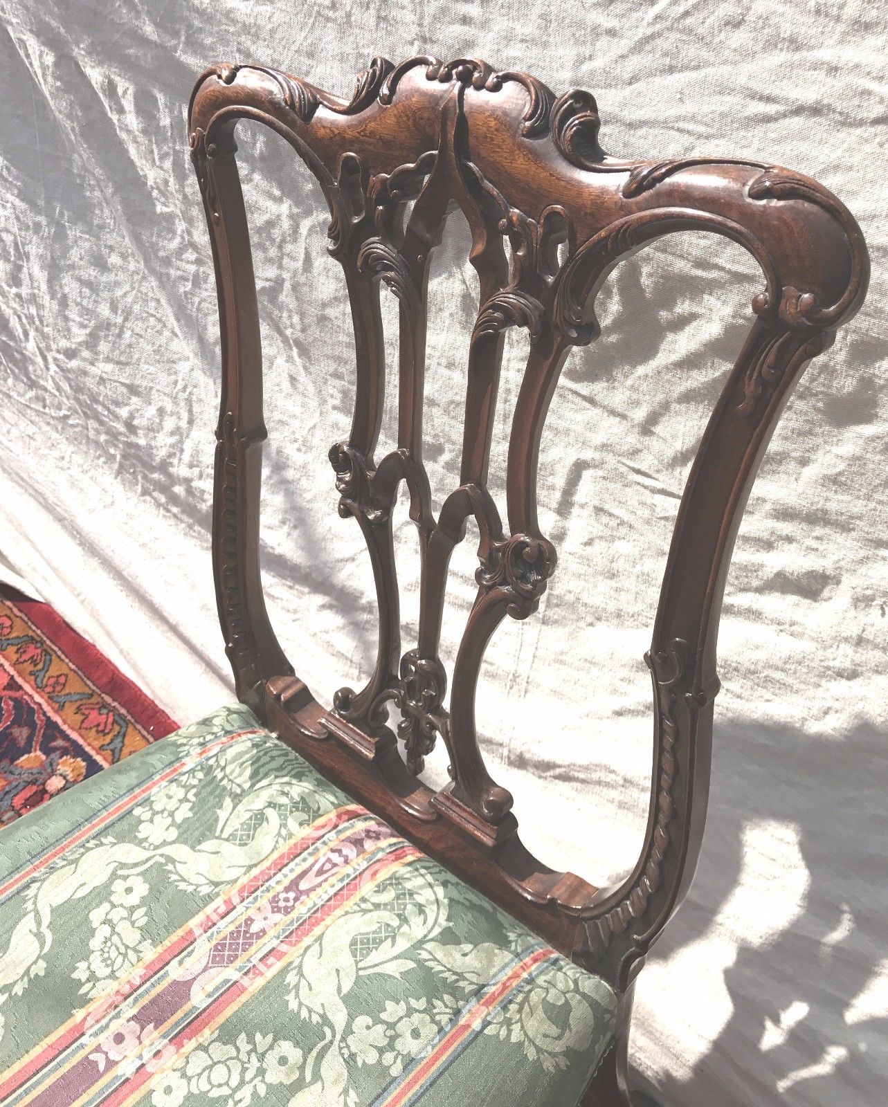 SET OF 8 ANTIQUE CHINESE CHIPPENDALE HIGHLY CARVED MAHOGANY DINING ROOM CHAIRS