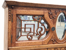 Load image into Gallery viewer, 19TH C VICTORIAN BEVELED MIRROR SINGLE DOOR ANTIQUE OAK BOOKCASE  ~ MINT