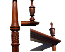 Load image into Gallery viewer, 20th Century Chippendale Antique Style Mahogany King Size Tester / Canopy Bed