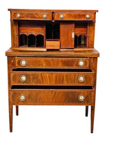 Load image into Gallery viewer, 20TH C FEDERAL ANTIQUE STYLE BOSTON MAHOGANY LADIES TAMBOUR SECRETARY DESK