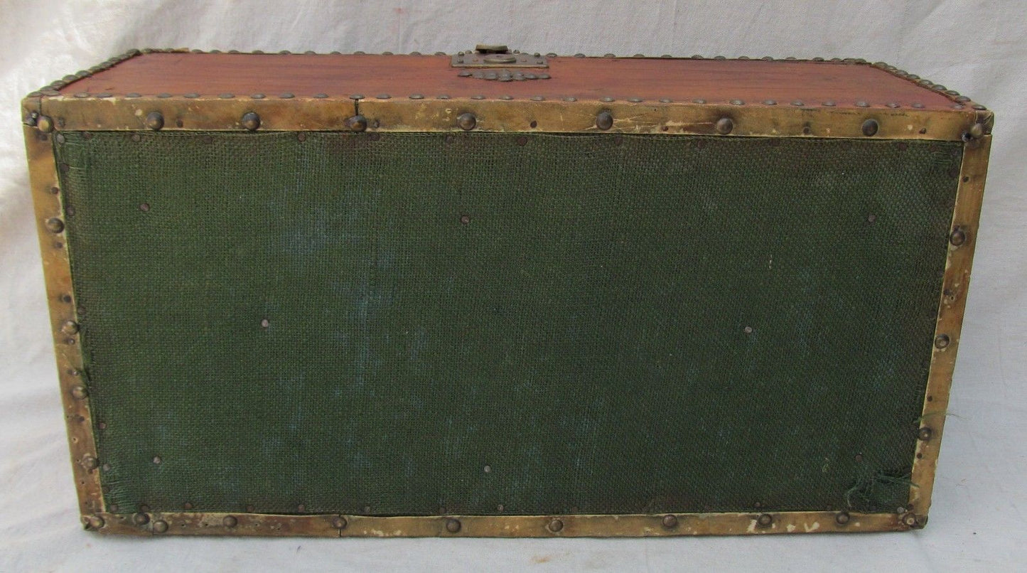 19TH CENTURY DOME TOPPED STAGE COACH BOX DECORATED WITH "HAZEL" IN BRASS TACT