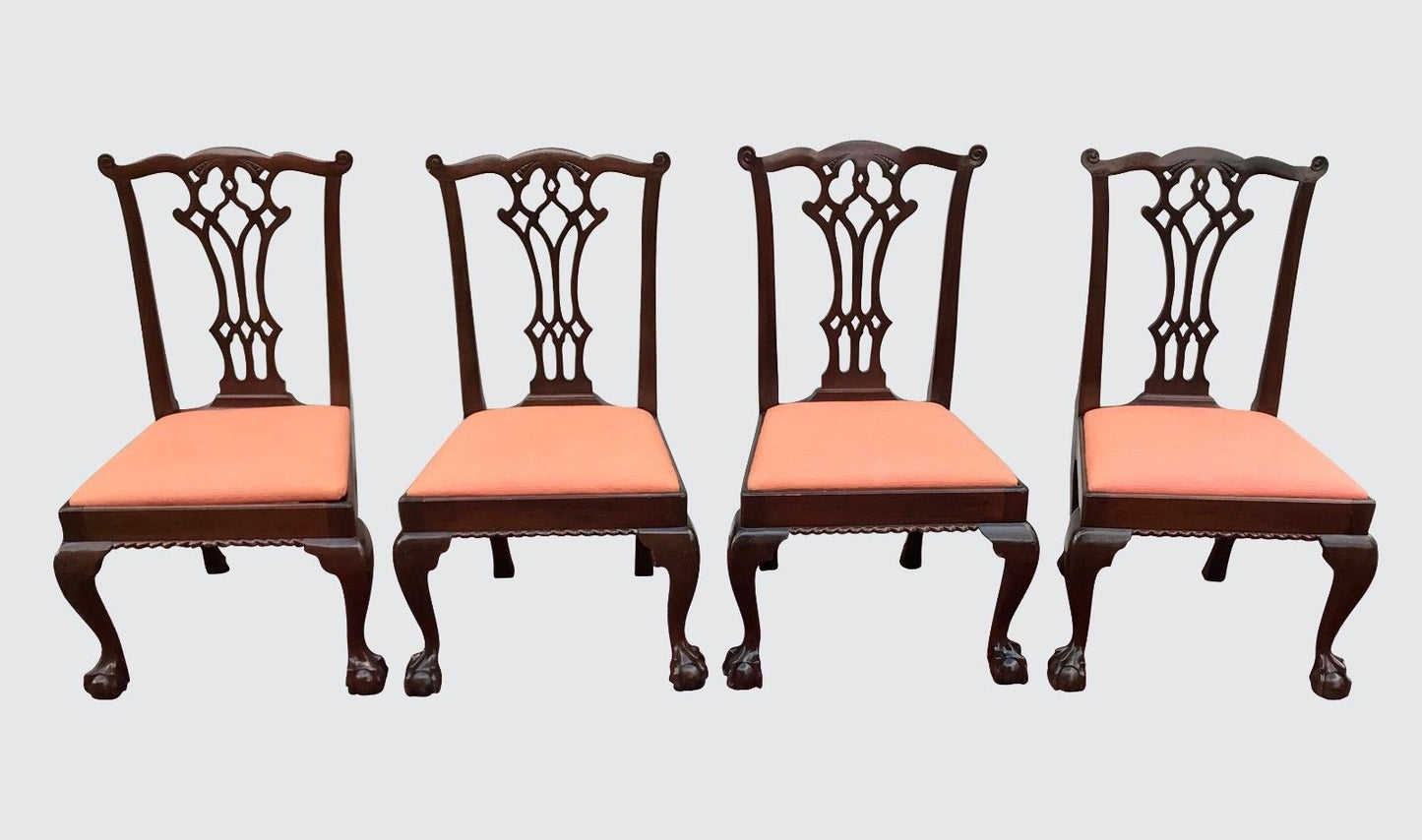 CHIPPENDALE STYLE SET OF 12 ANTIQUE MAHOGANY DINING CHAIRS & MASTERPIECES!