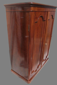 19TH CENTURY VICTORIAN ROSEWOOD OVER SOLID YEW WOOD GENTLEMAN'S WARDROBE