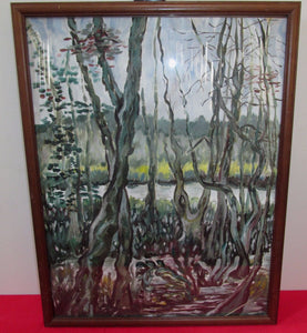 INTERESTING IMPRESSIONIST OIL ON GOUACHE LANDSCAPE PAINTING SIGNED ALICE LYNCH