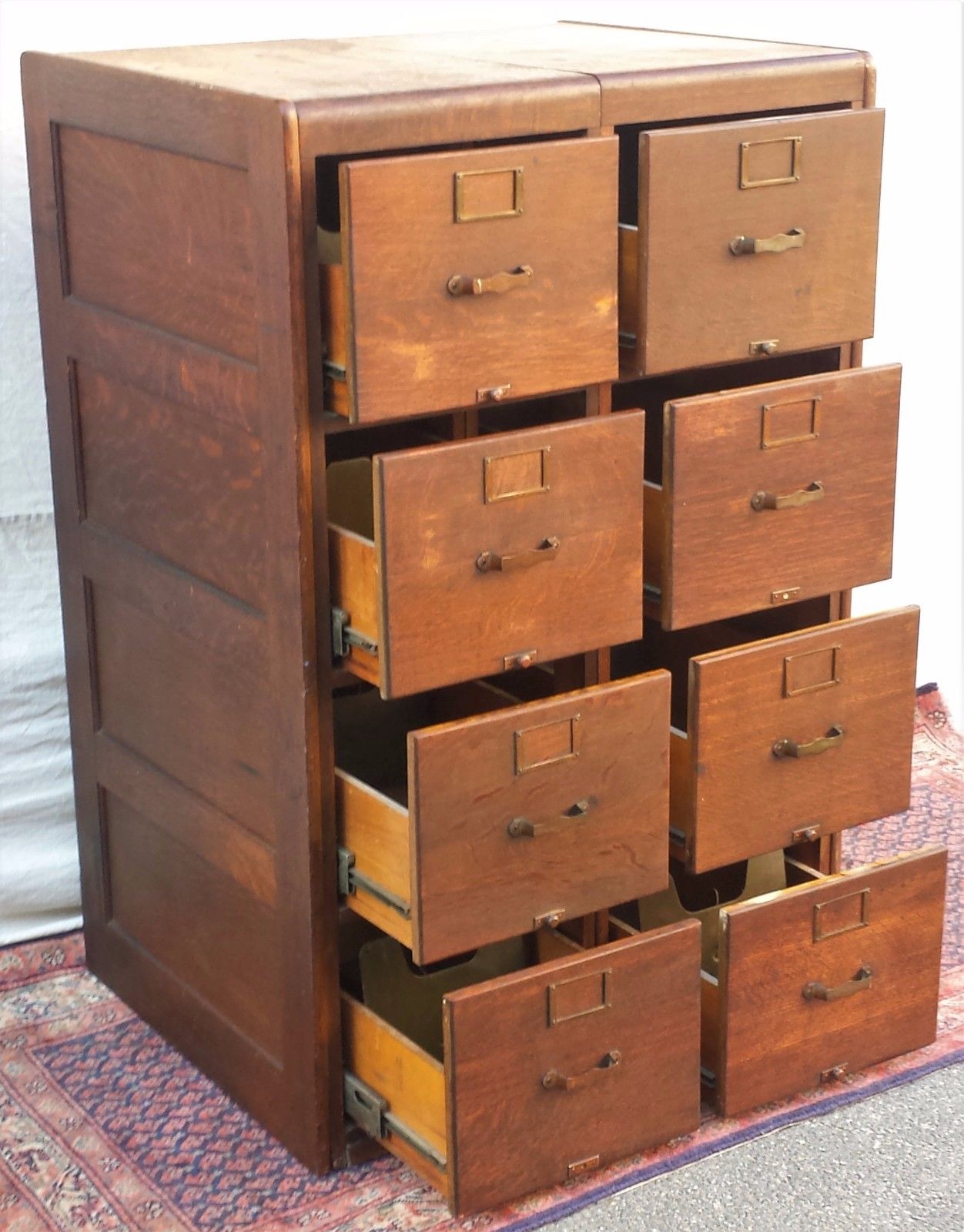 DOUBLE LEGAL SIZED ANTIQUE OAK FILE CABINET BY LIBRARY BUREAU CO