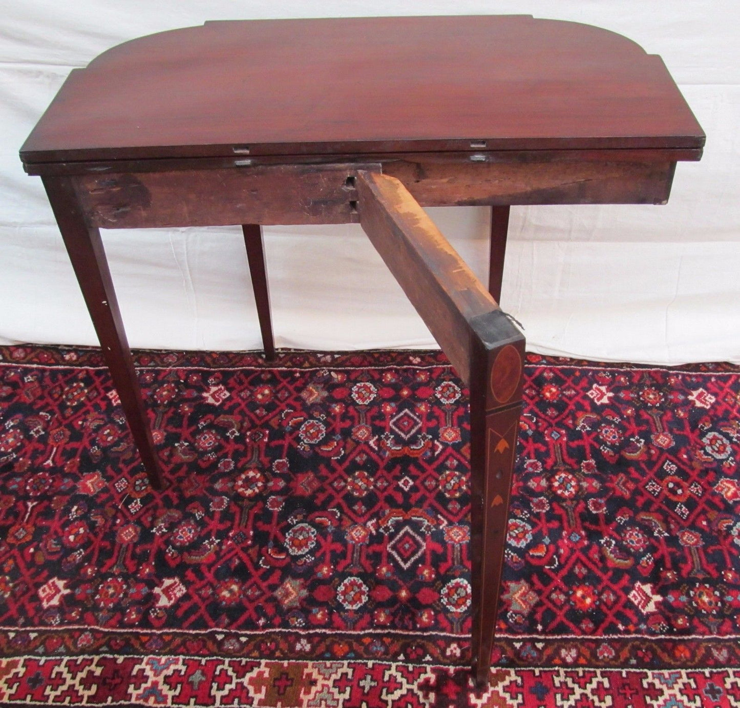 18TH CENTURY INLAID MAHOGANY MASSACHUSETTS HEPPLEWHITE GAME TABLE-FINEST ITEM!