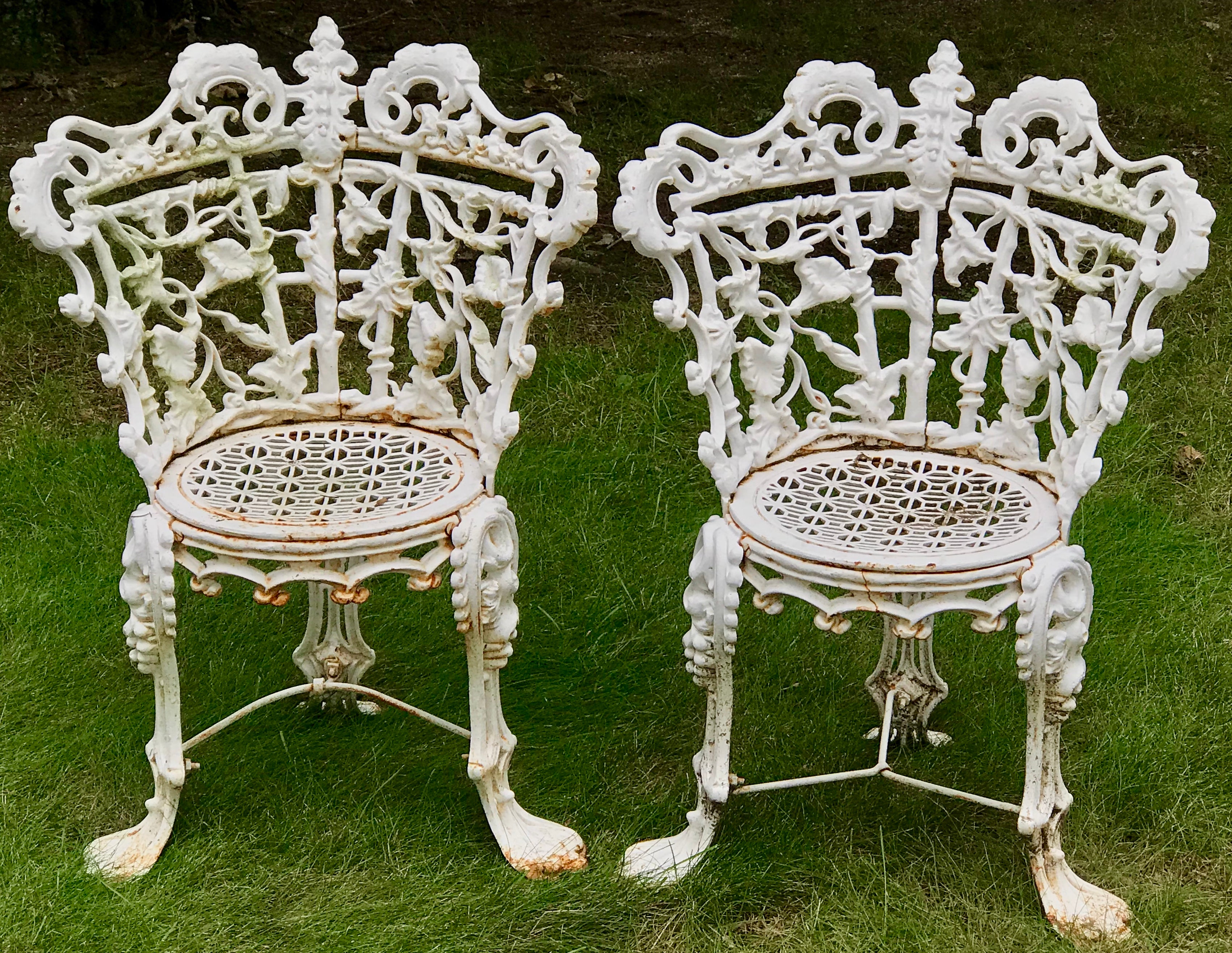 VICTORIAN CAST IRON GARDEN CHAIRS W/ FLORAL AND VINE DESIGN – Bay ...