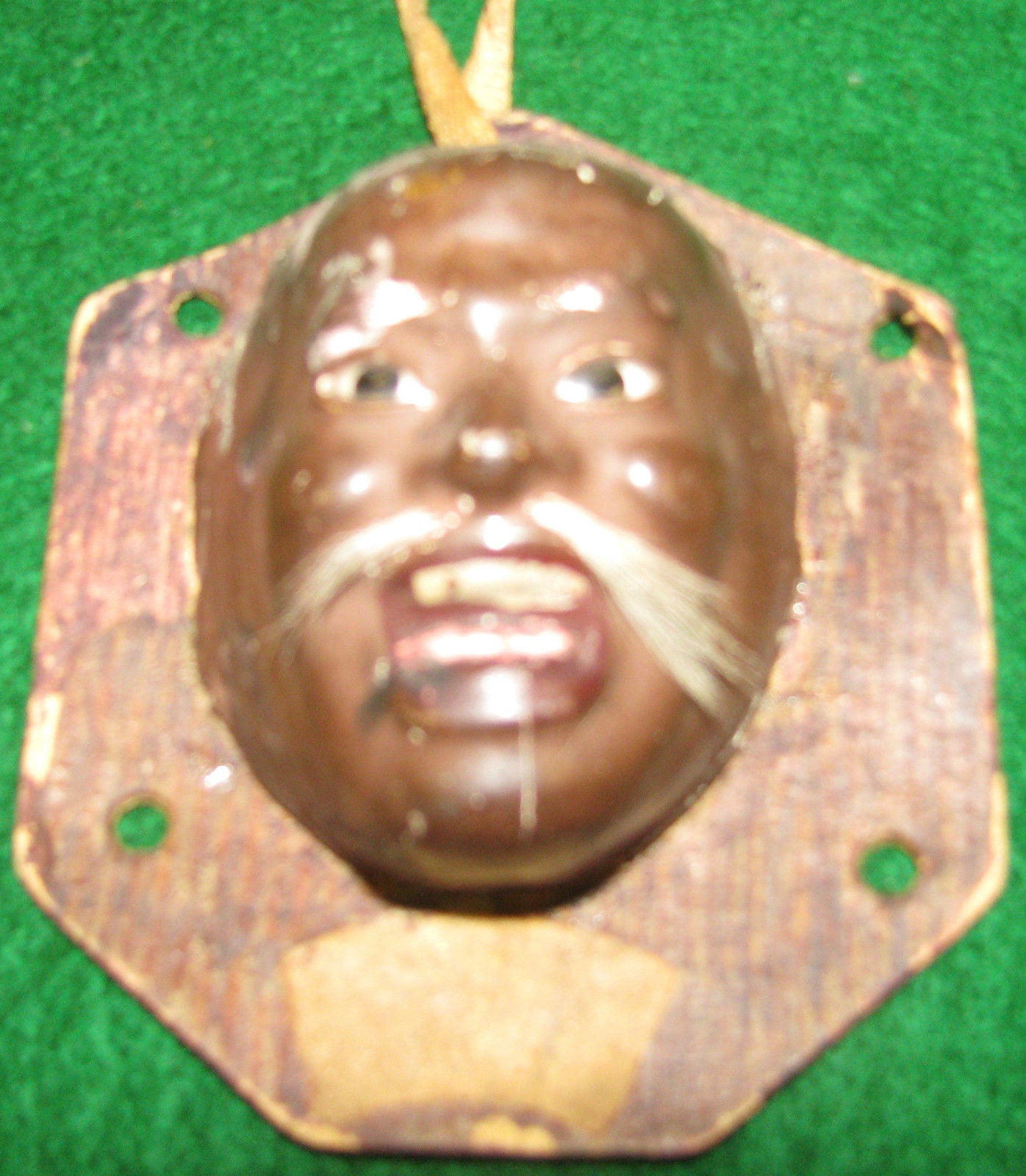 ANTIQUE MATCH SAFE CHINESE MAN'S HEAD WITH LIFE LIKE EYES & HAIR MOUSTACHE-RARE!