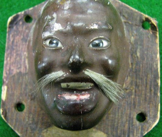 ANTIQUE MATCH SAFE CHINESE MAN'S HEAD WITH LIFE LIKE EYES & HAIR MOUSTACHE-RARE!