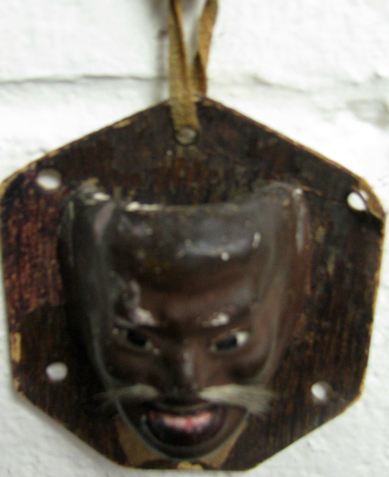 ANTIQUE MATCH SAFE CHINESE MAN'S HEAD WITH LIFE LIKE EYES & HAIR MOUSTACHE-RARE!