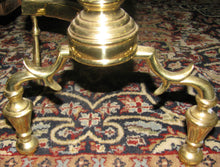 Load image into Gallery viewer, PAIR OF CHIPPENDALE STYLE BRASS ANDIRONS ON BALL FEET - EXCEPTIONAL