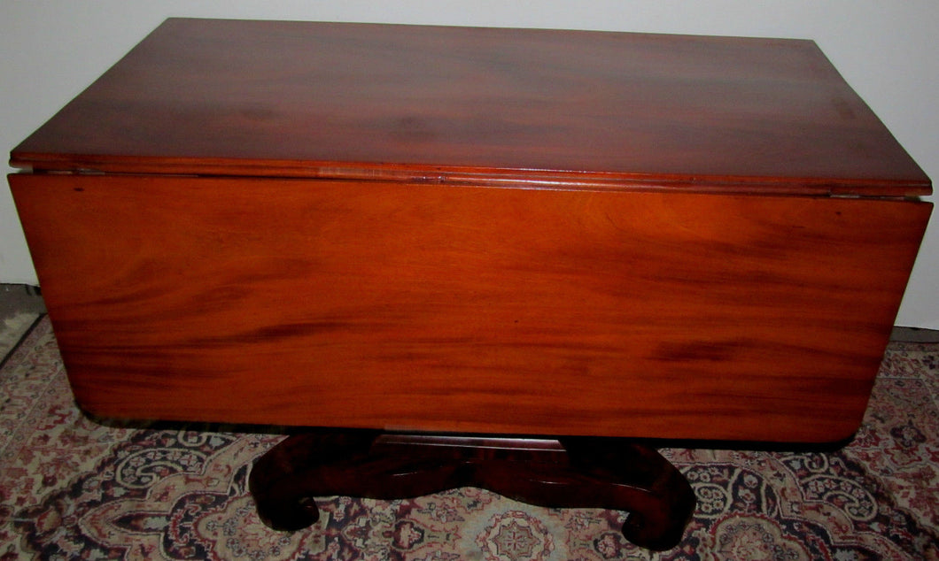 EMPIRE BREAKFAST TABLE WITH SOLID FIGURED MAHOGANY TOP & OGEE ELEPHANT FEET